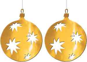 Foto: 2x stuks kerstbal hangdecoratie goud 30 cm van karton   kerstversiering   kerstdecoratie