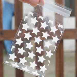 Foto: 100 transparante uitdeelcadeau zakjes met sterren uitdeelzakjes plastic wit doorzichtig stuks