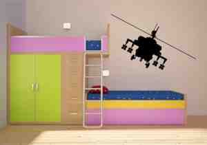 Foto: Muursticker helikopter gevecht kinderkamer decoratie jongenskamer