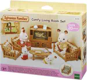 Foto: Sylvanian families 5339 woonkamerset  poppenhuismeubel  20 onderdelen  2 dessins voor meubels