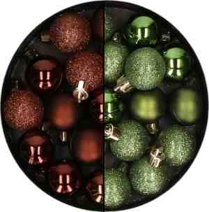 Foto: Kerstballen mini 40 x st appelgroen en donkerbruin 3 cm kunststoff kerstversiering