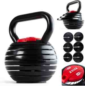 Foto: Zeuz verstelbare kettlebell tot 18 kg fitness sport set conditie krachttraining halters   gietijzer