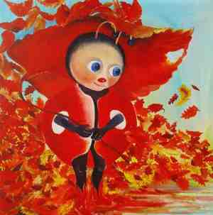 Foto: Schilderij lieveherfstbeestje 30 x cm twinkelschilderijen topcadeaus baby s kinderen verjaardagen kraamcadeau beestje lieveheersbeestje rood sprookje kunst disney wanddecoratie herfst