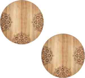 Foto: 2x ronde houten snijplanken met mandala print 27 cm   zeller   keukenbenodigdheden   kookbenodigdheden   snijplankenserveerplanken   houten serveerborden   snijplanken van hout