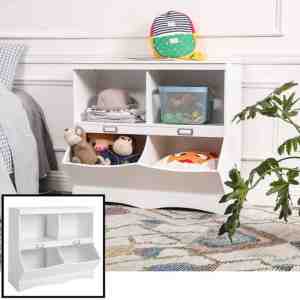 Foto: Decopatent speelgoed kast   boekenkast   opbergkast van hout voor kinderkamer   kinderkamer boekenrek   open opberg kast   wit