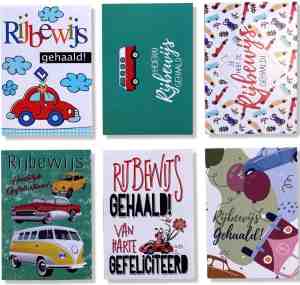 Foto: Cards crafts 6 luxe rijbewijs wenskaarten set rijbewijs geslaagd 17x12cm gevouwen kaart met envelop