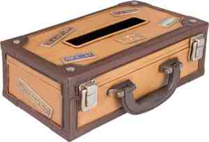 Foto: Clayre eef tissuebox 24 15 9 cm bruin ijzer rechthoek koffer tissuedoos tissuehouder zakdoekendoos