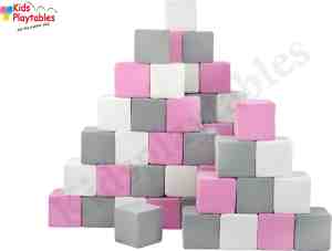 Foto: Soft play foam blokken set 45 stuks wit grijs roze grote speelblokken baby speelgoed foamblokken bouwblokken soft play speelgoed schuimblokken