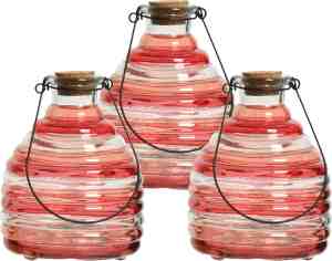 Foto: Decoris wespenvanger wespenval hengsel 3x glas rood d13 x h17 cm