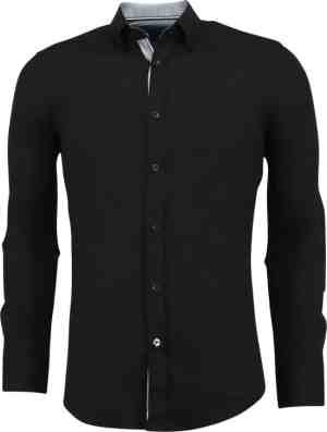 Foto: Italiaanse blanco blouse mannen   getailleerde slim fit overhemden   3036   zwart