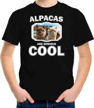 Foto: Dieren alpacas t shirt zwart kinderen are serious cool jongens meisjes cadeau alpaca liefhebber kinderkleding kleding 158164