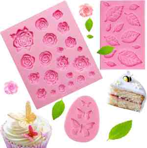 Foto: 3 stuks siliconen siliconen vorm 3d diy siliconen vlinder siliconen vorm fondant roos siliconen vormen bloemen decoreren gereedschap siliconen bloemvormen voor snoep chocolade cake