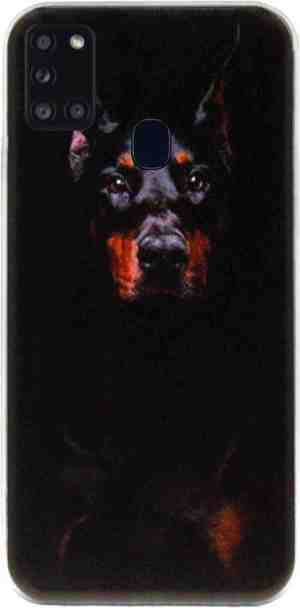 Foto: Adel siliconen back cover softcase hoesje geschikt voor samsung galaxy a21s   dobermann pinscher hond