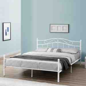 Foto: Metalen frame bed   florenz met lattenbodem 200x180cm wit