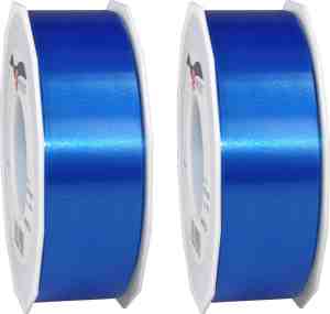 Foto: 2x xl hobby decoratie blauwe satijnen sierlinten 4 cm 40 mm x 91 meter luxe kwaliteit cadeaulint satijnlint ribbon