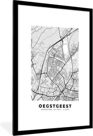 Foto: Fotolijst incl poster plattegrond oegstgeest stadskaart kaart 60 x 90 cm posterlijst