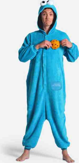 Foto: Kimu onesie koekiemonster pak kostuum   maat xl xxl   blauw koekiemonsterpak jumpsuit huispak