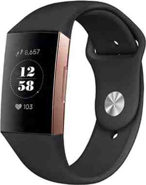 Foto: Siliconen smartwatch bandje geschikt voor fitbit charge 4 sportband zwart maat s horlogeband polsband armband