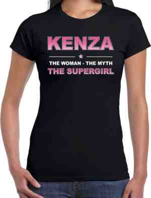 Foto: Naam cadeau kenza the woman the myth the supergirl t shirt zwart shirt verjaardag moederdag pensioen geslaagd bedankt s