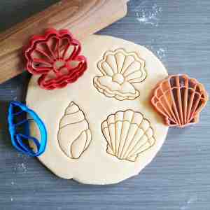 Foto: Koekjesvorm 3 delige set schelpen zomer strand hoornschelp zeeschelp schelp met parel cookie cutter uitsteekvorm bakvorm 8cm