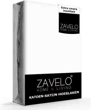 Foto: Zavelo hoeslaken katoen satijn wit lits jumeaux 160x200 cm soepel zijdezacht 100 katoensatijn