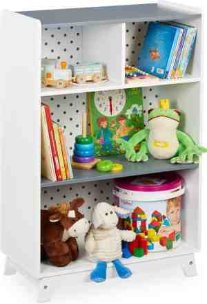 Foto: Relaxdays kinderkast 4 vakken   open speelgoedkast boeken   babykamer   opbergkast peuter