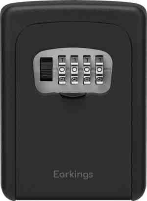 Foto: Earkings sleutelkluis sleutelkastje inclusief wandmontage   sleutelkluisje met code voor buiten   kluisje met cijferslot zwart