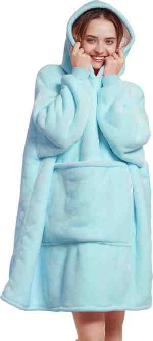 Foto: Jaxy hoodie deken   snuggie   snuggle hoodie   fleece deken met mouwen   hoodie blanket   baby blauw