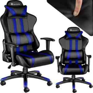 Foto: Gaming chair bureaustoel premium racing style zwart blauw 402031