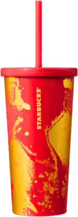 Foto: Starbucks beker red and gold metallic drinkbeker rvs met rietje en deksel herbruikbaar ijskoffie milkshake tumbler cup