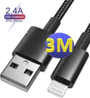 Foto: Iphone oplader kabel 3 m nylon geschikt voor apple 678 xxsxr 1112 minipro max oplaadkabel snoertje lader