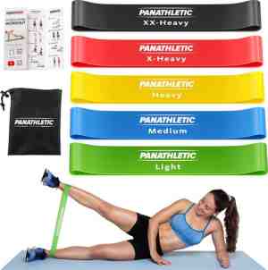 Foto: Panathletic weerstandsbanden set van 5 handleiding opbergzakje ebook met extra oefeningen multicolor