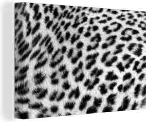 Foto: Canvas schilderij close up vacht luipaard   zwart wit   140x90 cm   wanddecoratie