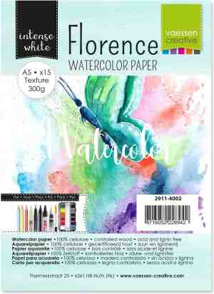 Foto: Aquarelpapier intens white a5 300 grams lichte structuur texture florence 20 vellen