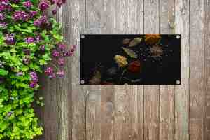 Foto: Tuinposter specerijen kruiden noten lavendel zwart 80x40 cm wanddecoratie buiten tuinposter tuindoek schuttingposter tuinschilderij