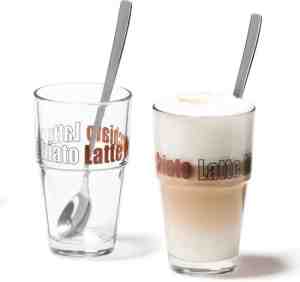 Foto: Leonardo solo latte macchiato glazenset   2 koffieglazen 2 lepels