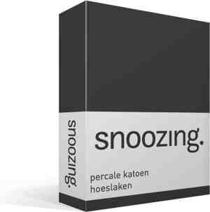 Foto: Snoozing hoeslaken lits jumeaux 160x220 cm percale katoen antraciet