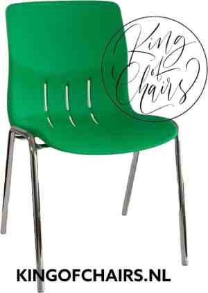 Foto: King of chairs model koc denver groen met verchroomd onderstel  kantinestoel stapelstoel kuipstoel vergaderstoel tuinstoel kantine stoel stapel stoel tuin stoel kantinestoelen stapelstoelen kuipstoelen stapelbare keukenstoel napels eetkamerstoel