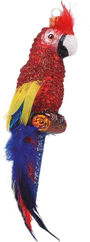 Foto: Viv christmas kerstornament papegaai vogel mond geblazen glas rood geel blauw 15cm