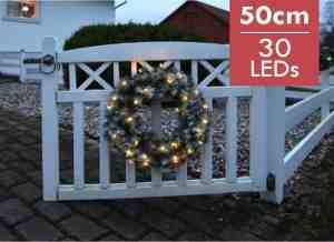 Foto: Verlichte kerstkrans edmonton 50cm  ook geschikt voor buiten  lichtkleur  warm wit  met stekker  kerstdecoratie
