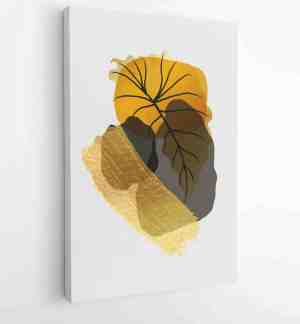 Foto: Canvas schilderij botanical wall art vector set golden foliage line art drawing with abstract shape 1 1899845977 80 60 vertical