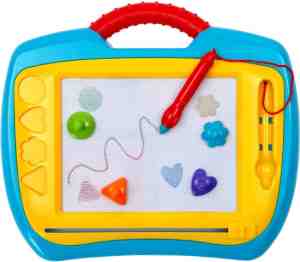 Foto: Magnetisch tekenbord kinderspeelgoed teken bord incl stempels en pen art toys blauw geel