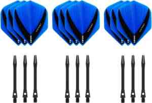 Foto: Darts set   3 sets   xs100 vista   aqua   darts flights   plus 3 sets   aluminium   darts shafts   zwart   medium   cadeau