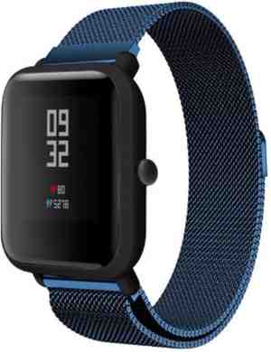 Foto: Milanees smartwatch bandje geschikt voor xiaomi amazfit bip milanese band blauw horlogeband polsband armband