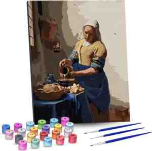 Foto: Rubye schilderen op nummer volwassenen het melkmeisje inclusief penselen canvas schildersdoek kleuren op nummer 40x50cm