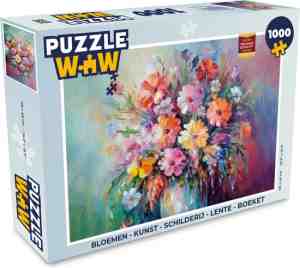 Foto: Puzzel bloemen kunst schilderij lente boeket legpuzzel 1000 stukjes volwassenen