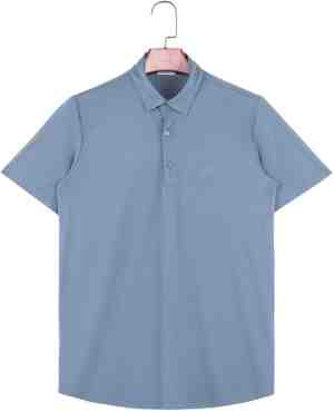 Foto: Vercate heren polo korte mouw strijkvrij poloshirt blauw slim fit tencel maat xl