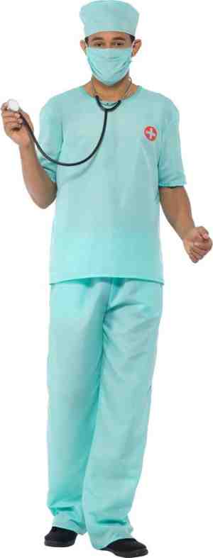 Foto: Karnival costumes verkleedpak dokter kostuum heren chirurg kostuum heren carnavalskleding heren   polyester   blauw 5 delig   mt l