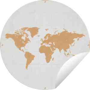 Foto: Tuincirkel wereldkaart simpel oranje 60x60 cm ronde tuinposter buiten