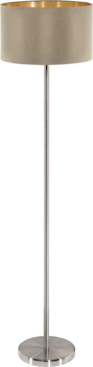 Foto: Eglo maserlo vloerlamp   e27   151 cm   stof   grijstaupegoud